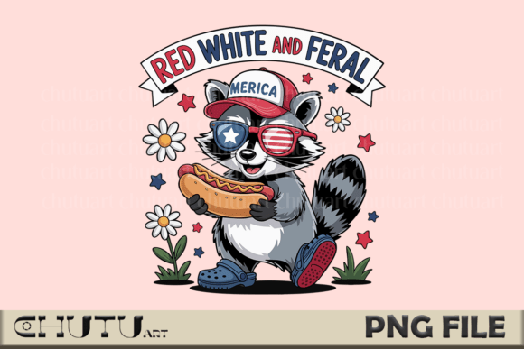 Feral Raccoon PNG: A Patriotic Design Asset for Summer Projects
