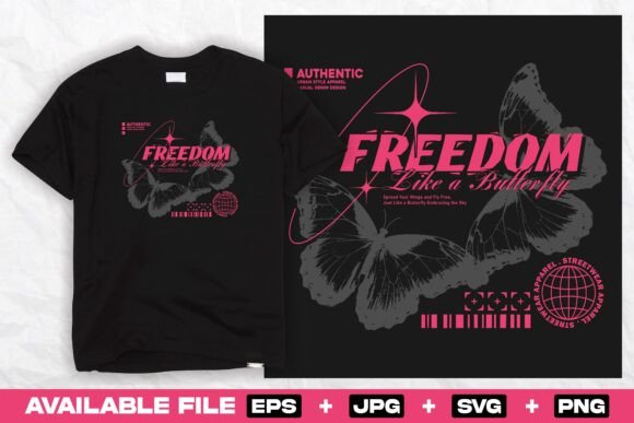 Freedom Butterfly Streetwear: Urban Vector Design