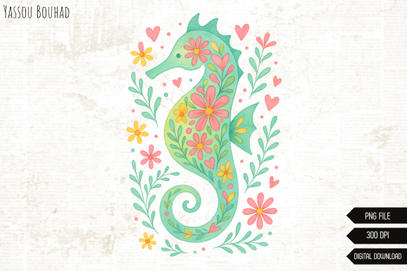 Seahorse Sublimation PNG: Summer Design for Creative Projects
