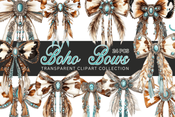 Western Boho Cowgirl Bow Design PNG: Versatile Creative Assets